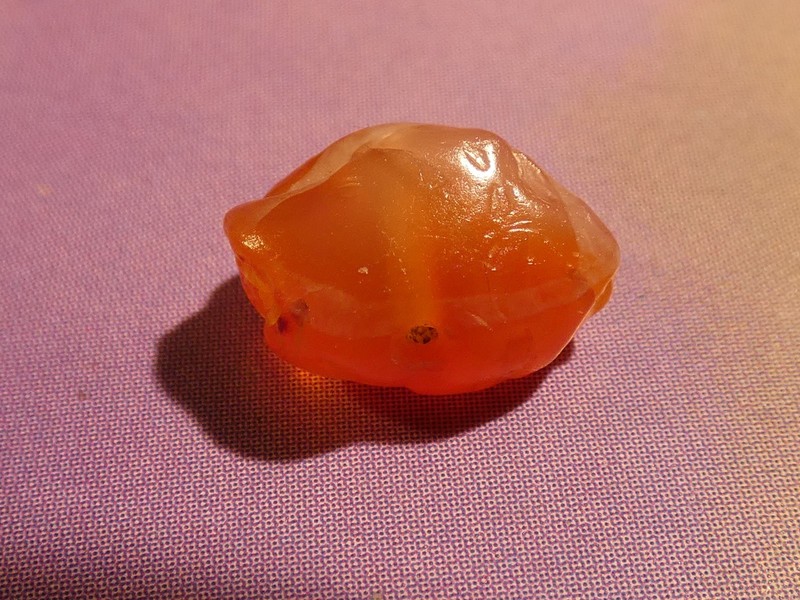 ANCIENT PYU KUSHAN ROUND FAT TABULAR LINE DECORATED AGATE  EYE BEAD 10.5-7.2 MM