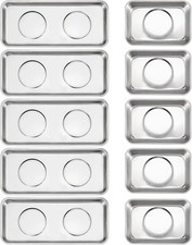 10 Pieces Rectangle Magnetic Tray, 3.6 x 2.5 Inch and 5.9 x 2.5 Inch Magnetic Tr