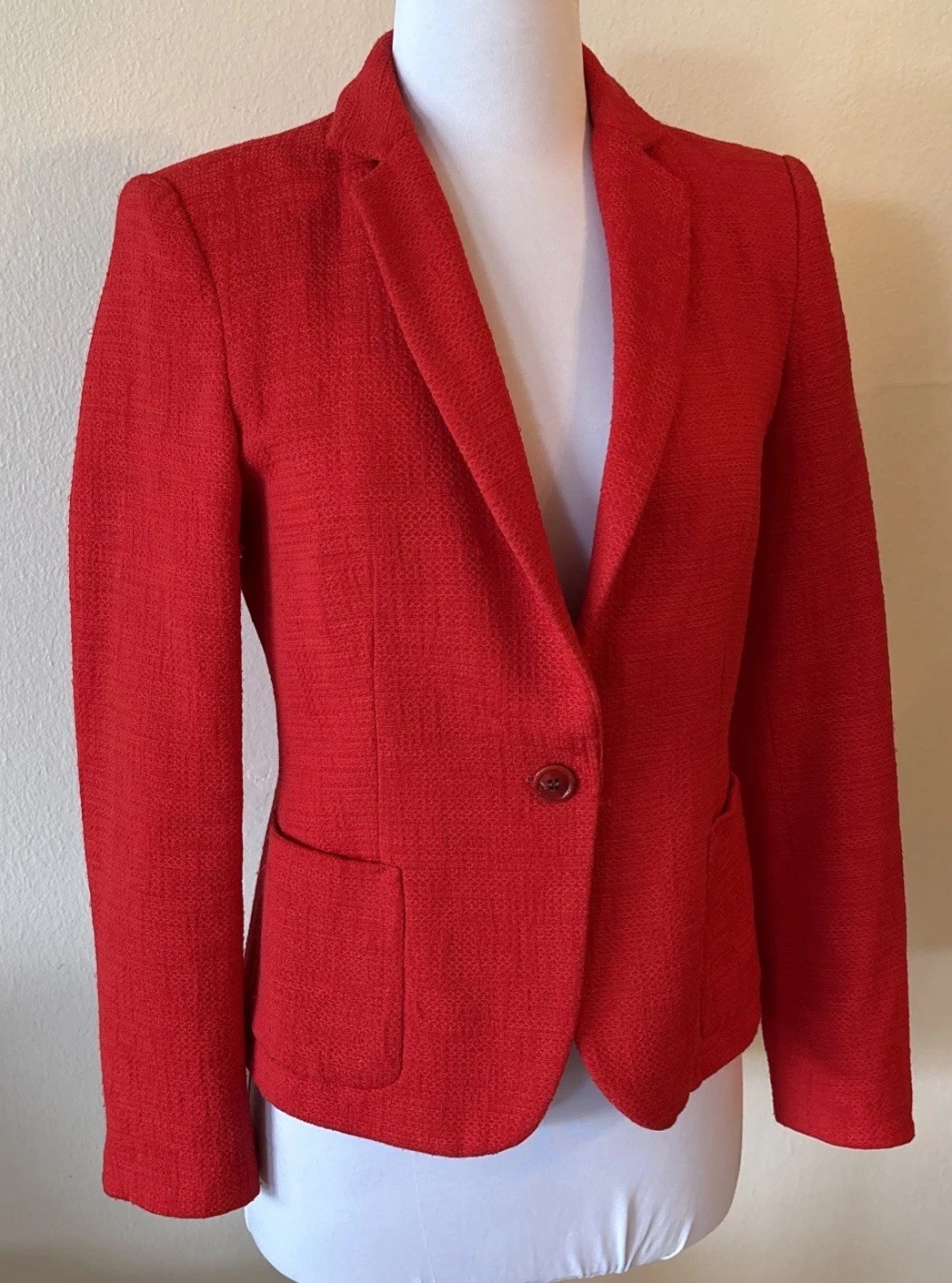ZARA basic Red Button Side Pockets Blazer Jacket~… - image 1