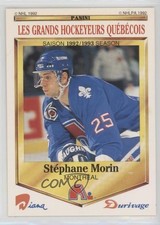 1992 Panini Diana/Durivage Les Grands Hockeyeurs Quebecois Stephane Morin 0d7y