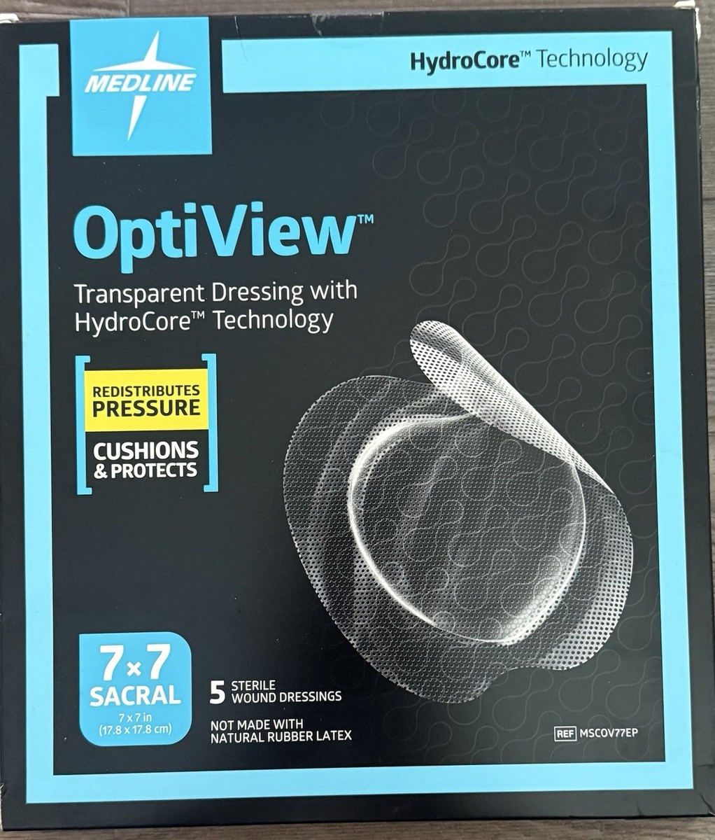 Bx of 5 Medline OptiView Transparent Dressing w/ Hydro-Core 7