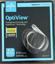 Bx of 5 Medline OptiView Transparent Dressing w/ Hydro Core 7" x 7" MSCOV77EP