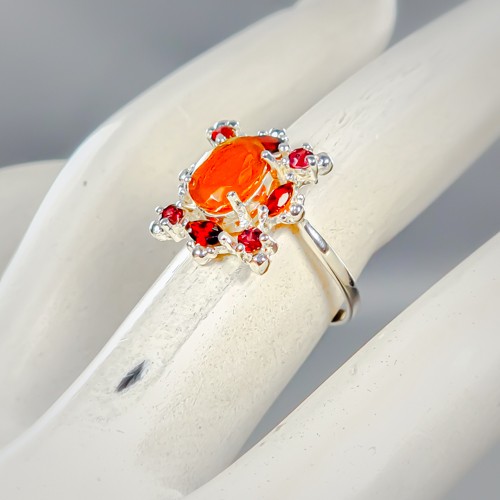 Unikat Ring natürlicher orange Opal Ring 925 Sterling Silber Größe 6 /R425885 - Bild 2 von 8