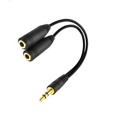 3.5mm Y Splitter Audio Cable 1 Male to 2 Female Headphone Earphone Adapter