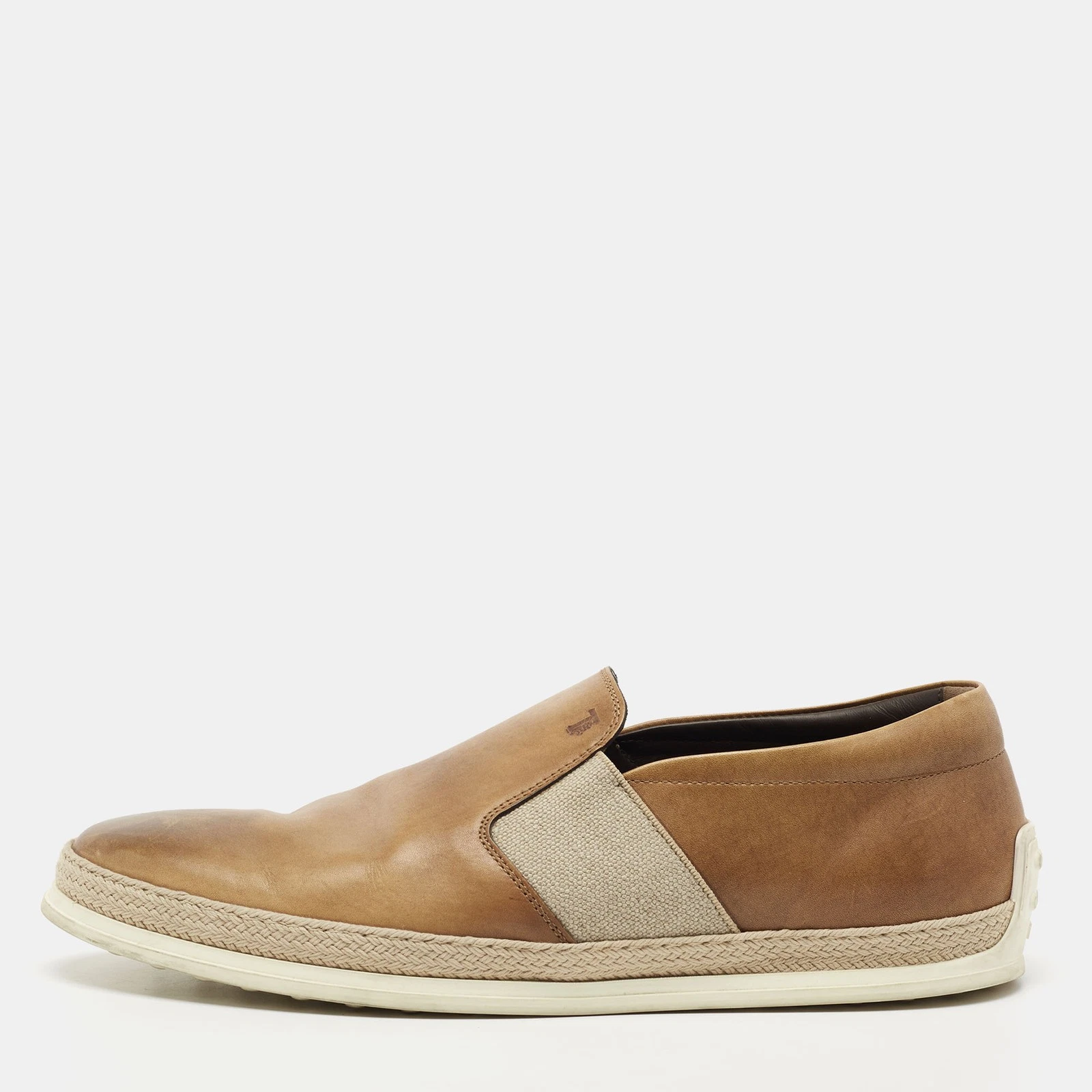TOD’S Mocassini slip on Tod's bicolore in pelle espadrilla taglia 44 5