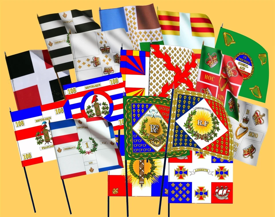 CINCO BANDEIRAS DE GUERRAS NAPOLEÔNICAS - SUA ESCOLHA de 5 (54mm Tamanho OU 28mm) - NOVO - Imagem 2 de 4