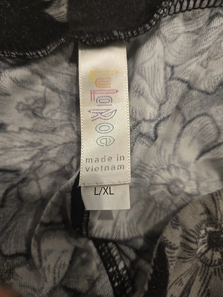 Niños Niñas LuLaRoe Leggings Negro Y Gris Estampado Floral Talla L/XL Foto 4 de 4