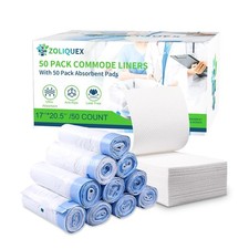 50 Pack Commode Liners with Absorbent Pads, Big Packaging Leak Bedside Commod...