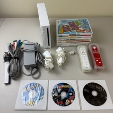 Nintendo Wii Console RVL-001 White Bundle Controllers, Nunchuks, Cords, 9 Games