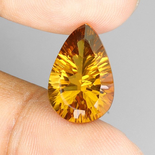 Pear Concave Cut Natural Top Yellow Citrine 7.80ct 17x11.5mm Marvelous Gemstone