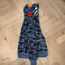 A Bathing Ape Shark Camouflage Full Zip Hoodie Blue WGM Patch Men's Size M