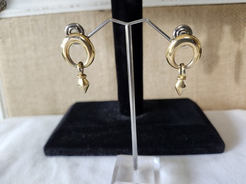 Pendientes perforados Napier vintage colgantes tono dorado firmados - Imagen 3 de 6