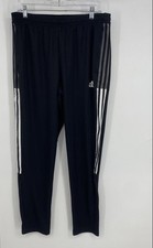 Adidas Mens Black 3-Striped Regular Fit Tapered Leg Track Pants Size L