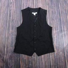Pronto Uomo Suit Vest Mens Small Black 100% Wool Formal Waistcoat II71-38