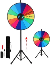 Spinning Prize Wheel 24 Inch with Folding Tripod Floor Stand 44”- 60” Height Adj