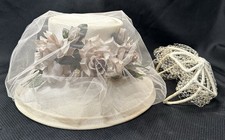 Vintage MILLINARY Bridal Style Formal Fascinator Art Deco Hat W/Matching Box