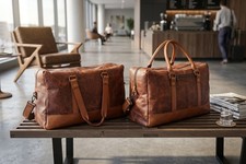 Borsone uomo in pelle pieno fiore