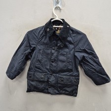 Barbour Children Kids Bedale Wax Waterproof Wax Rain Navy Jacket Coat Size XS