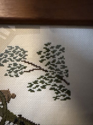 Vintage Needlepoint Wall Art Wood Framed 14.5” NAPOLEON CANNON GETTYSBURG NATION - Picture 3 of 5