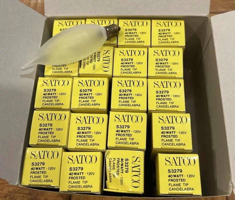 Satco S3279 Candelabra Base Bulbs 40W 120V Frosted Flame Tip Pack of 25 - Image 2 of 2