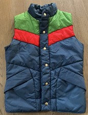 VTG 70s NORTHWEST PACIFIC TRAIL Macy  s Puffer Vest blue red green Kids Sz 16 EUC