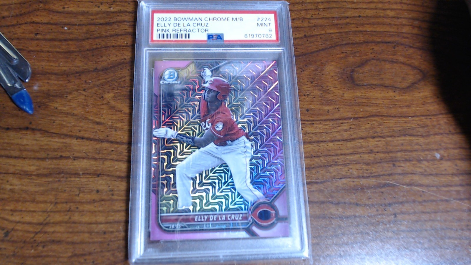 Elly De La Cruz-2022 BOWMAN CHROME PROSPECTS | PINK REFRACTOR-199/199 -PSA 9