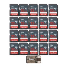 SanDisk 32GB Ultra SDHC UHS I Memory Card 20 pack with Focus Card Reader