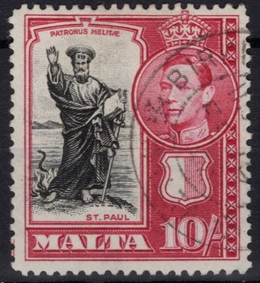 ENGLISCHE KOLONIEN MALTA 1938-43 GEORG VI 10 SHILLING N.231 US.