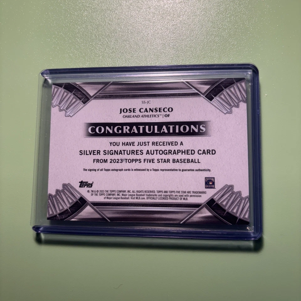 2023 Topps Five Star Jose Canseco Aqua Silver Signatures Auto Autograph /30 A's - Image 2 of 2