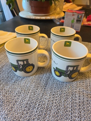 Set of 4 Gibson John Deere Tractor Coffee Mugs Farmhouse Decor And 1 Non Match