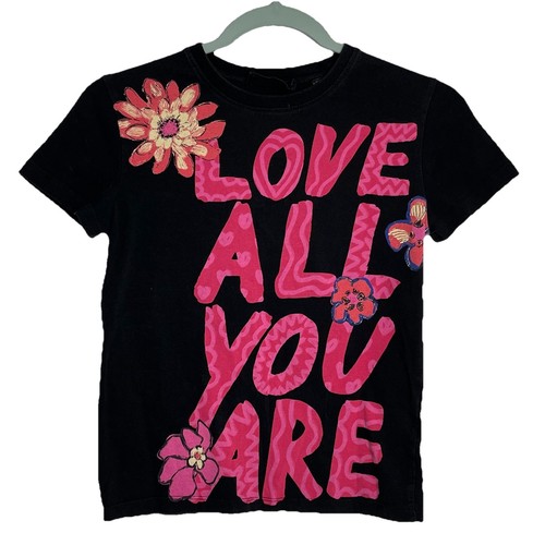 T-shirt maglietta Desigual Love All You Are stampa messaggi e fiori piccola - Foto 1 di 6