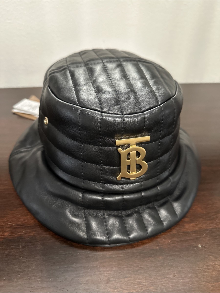 Authentic NEW BURBERRY UNI Black TB Motif Leather Quilt