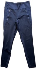 Athleta Womens Peak Hybrid Fleece Tight Leggings Stretch Size S Navy Zip Pockets
