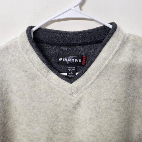 Winners Tech Long Sleeve V- Neck Fleece Sweatshirt Men's Small Oversized 1557 - Picture 3 of 5