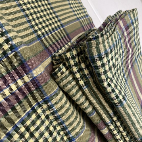 6 Pier 1 Cotton Napkins 19” Country Tartan Plaid Burgundy Green Blue Tan Vintage - Picture 7 of 10