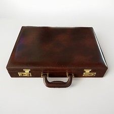 Vintage Burgundy / Brown Leather attach briefcase w/ Key Set working lock