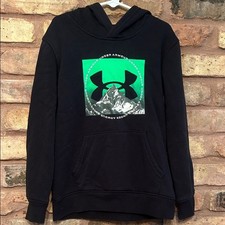 Under Armour boys Medium Black Hoodie with Green Logo GUC