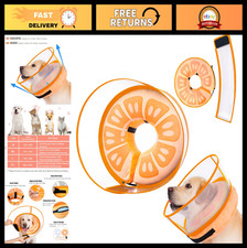 Adjustable Inflatable Dog Cone Collar - Soft Recovery Donut for Surgery, Anti-Li