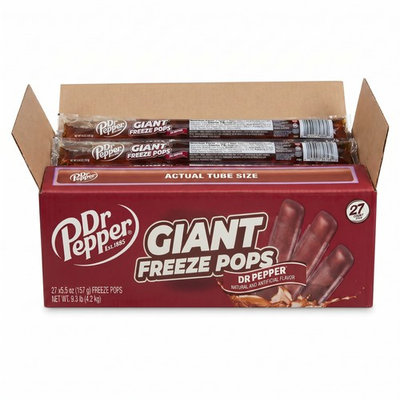 #ad Dr Pepper Giant Freeze Pops 27 Pack Jumbo 15 Inch Frozen Ice Pops Classic Soda $29.95