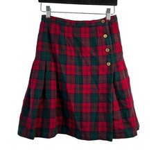 Vtg Pendleton Size 12 Skirt Lindsay Tartan Red Green Plaid Virgin Wool Pleated