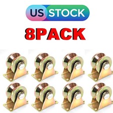 8x 2in 2" V Groove Wheel Sliding Gate Bracket Roller Heavy Duty Caster Wheels US