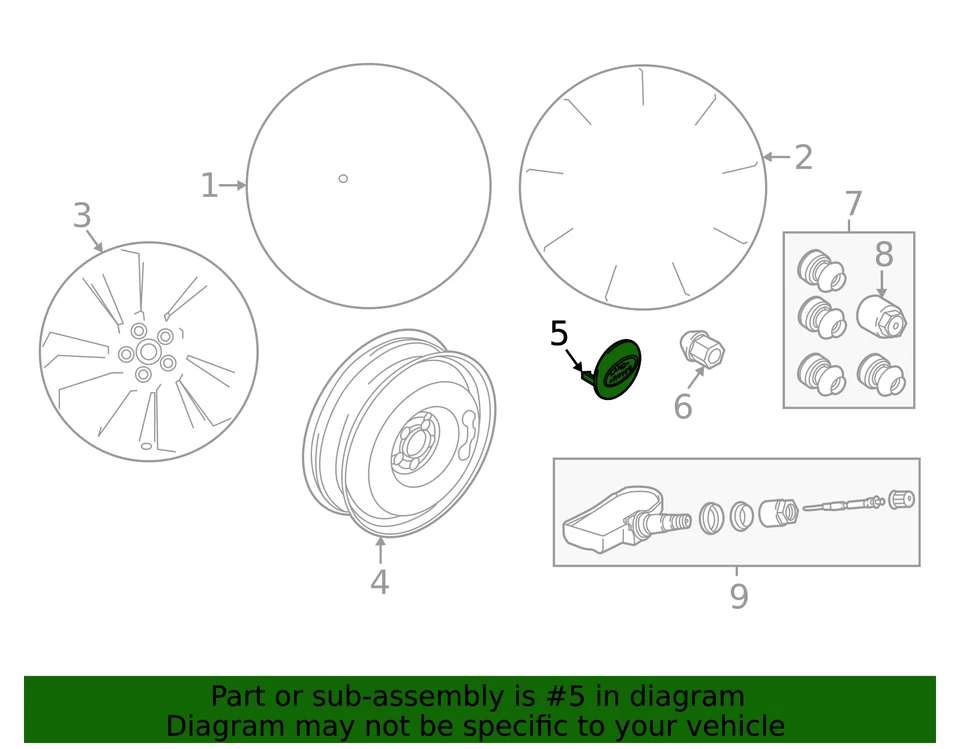 Tapacubos centrales de rueda Land-Rover genuinos - acabado negro LR069899 Foto 2 de 4