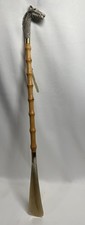 Vintage Bamboo Shoe Horn Horse Head Long Handle-Plastic Unique Made In Italy
