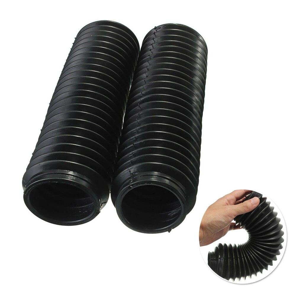 Botas polainas de goma horquilla delantera negra para motocicleta 2 piezas para