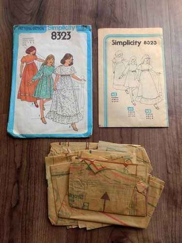 Girls Vintage 1970s Dress Pattern Sizes 7 and 8 Simplicity 8323 Retro Boho Maxi - Picture 9 of 12