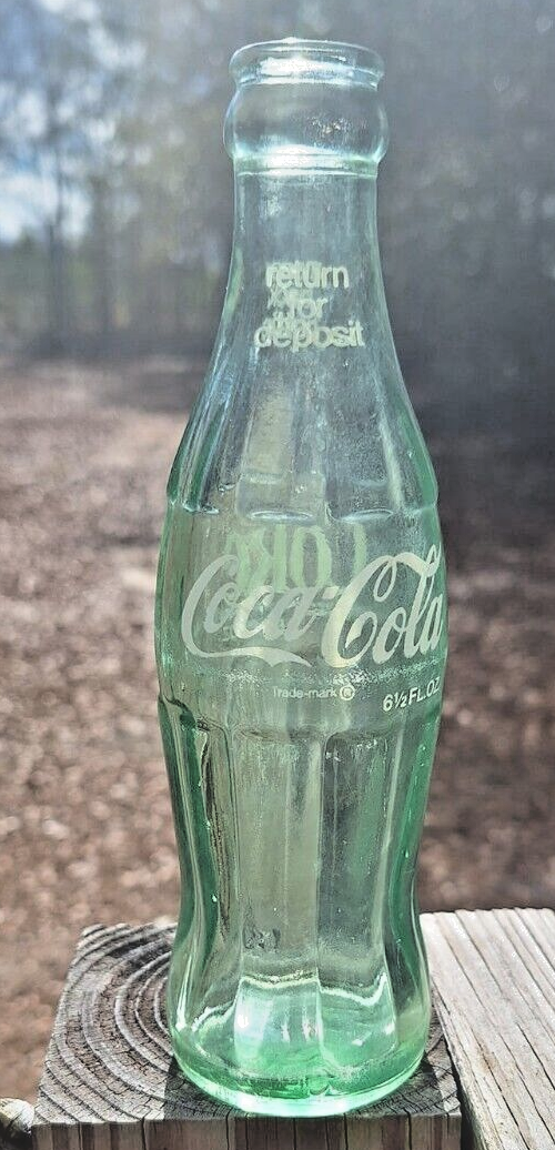 Vintage Coca-Cola Coke Green Glass Hobbleskirt Bottle 6 1/2 oz