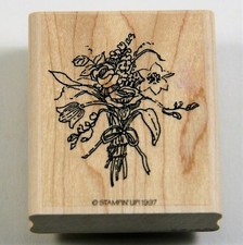 Stampin Up Flower Bouquet Rubber Stamp, Wood Mounted, Portfolio Collection, 1997