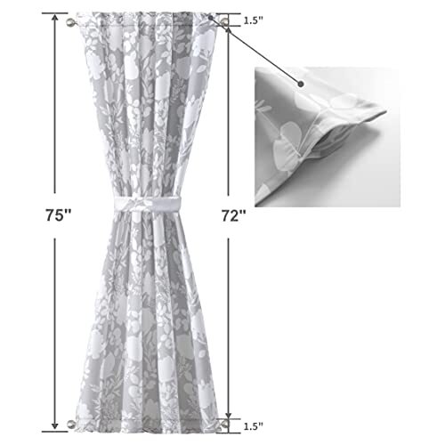 Floral Delight Door Curtain Room Darkening Privacy French Door 52”x72