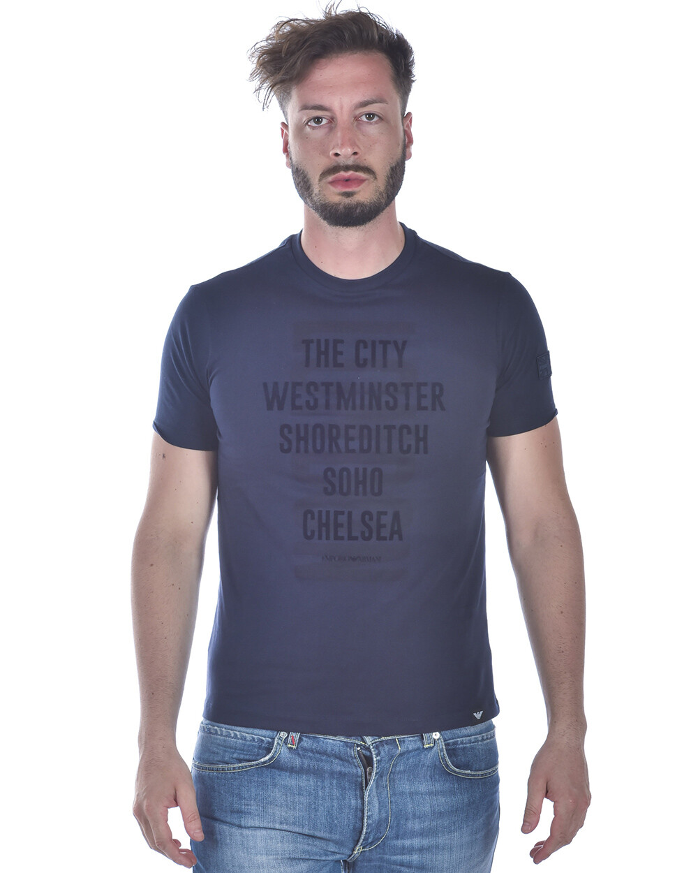 Мужская футболка-свитшот Emporio Armani синяя 3Z1T941J00Z 938 Sz S ВЫГОДНОЕ ПРЕДЛОЖЕНИЕ 28090₽