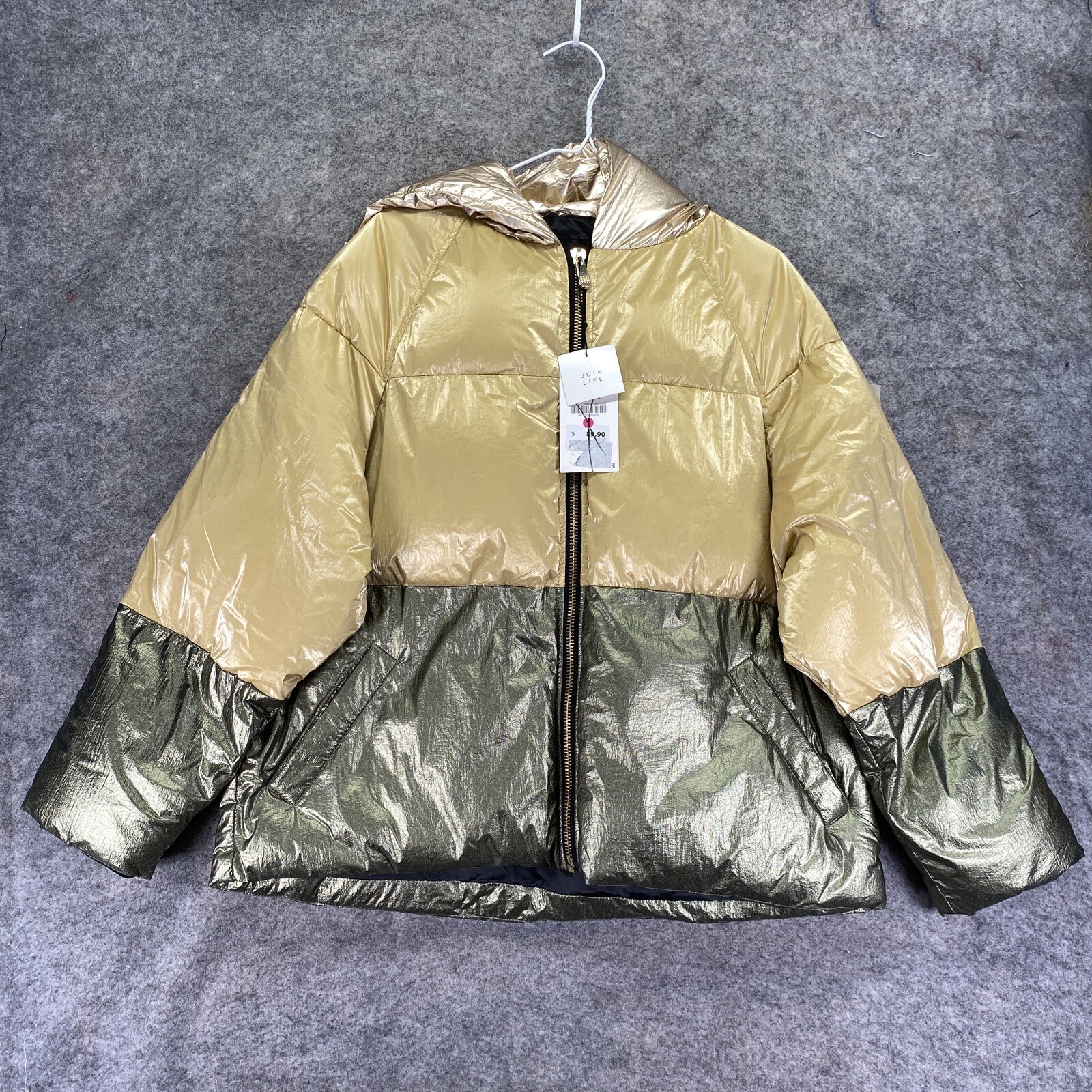Zara Puffer Jacket Womens Medium Hooded 